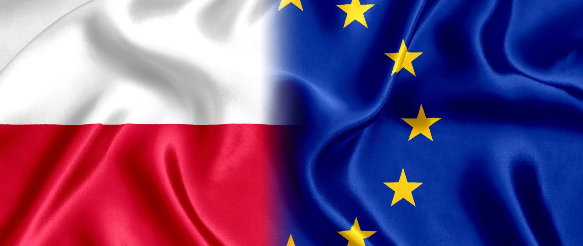 Flaga Polski i UE