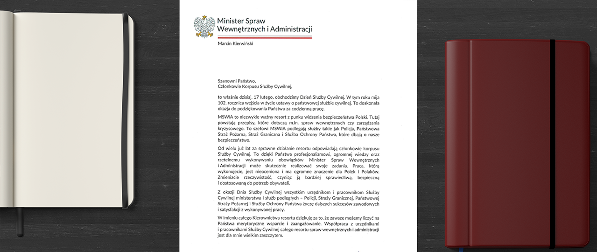 List ministra Marcina Kierwińskiego na Dzień Służby Cywilnej