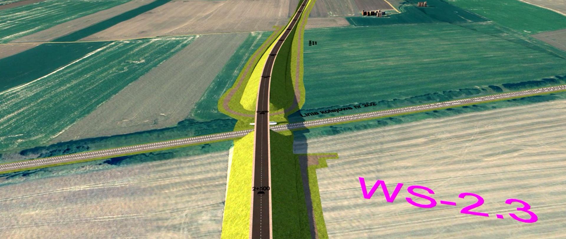 Przygotowana w programie do grafiki #D wizualizacja drogi krajowej nr 20