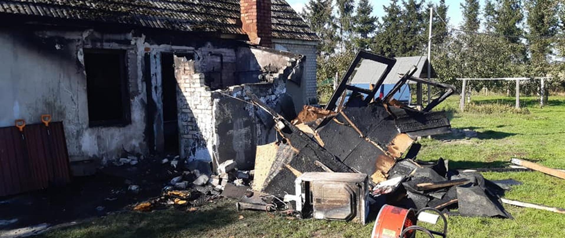 Spalona kotłownia oraz mieszkanie w budynku jednorodzinnym