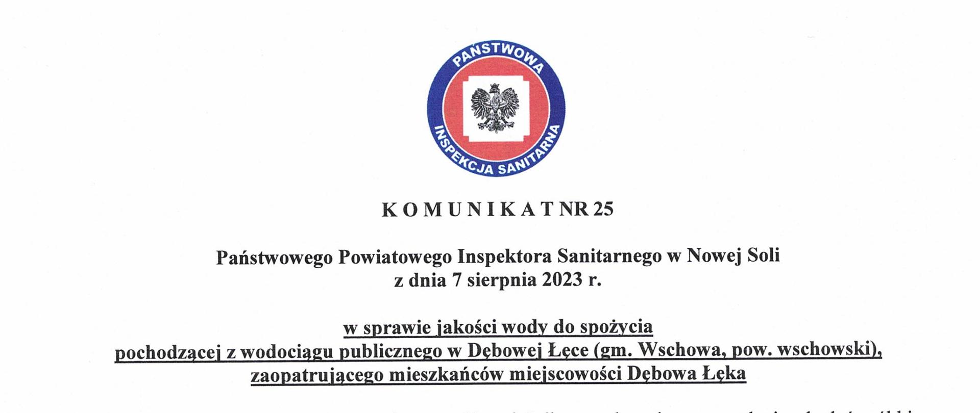 Komunikat nr 25 Dębowa Łęka