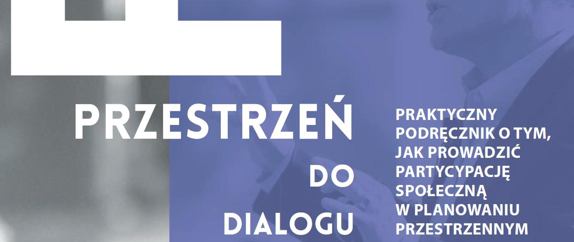 Tytuł poradnika na pierwszym planie, po prawej stronie fioletowe tło, po lewej szare
