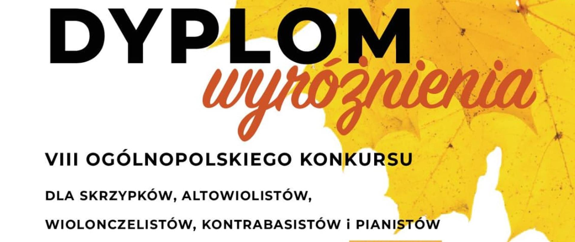 Dyplom wyróżnienia dla Rozalii Kitowskiej w ósmym Ogólnopolskim Konkursie w ramach festiwalu Forte