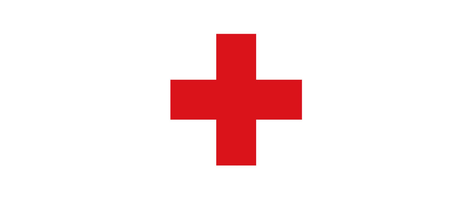 Znak czerwonego krzyża.