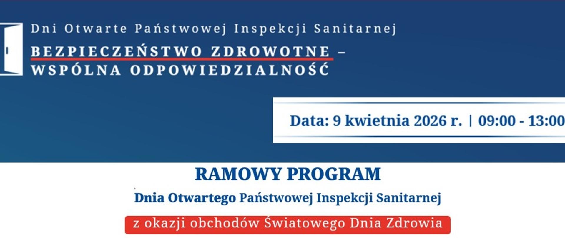 Ramowy Program Dnia Otwartego Państwowej Inspekcji Sanitarnej z okazji obchodów Światowego Dnia Zdrowia