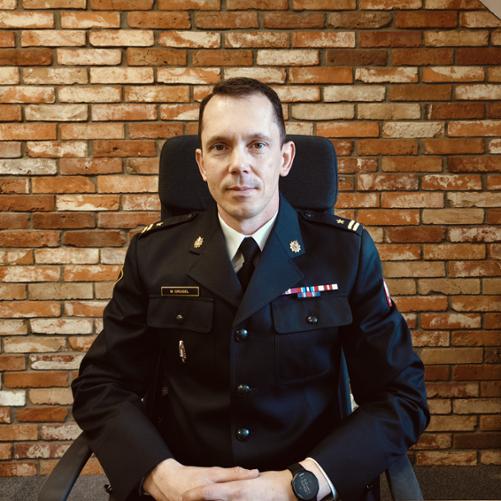 Zastępca Komendanta Powiatowego Państwowej Straży Pożarnej w Świeciu młodszy brygadier Michał Grugel