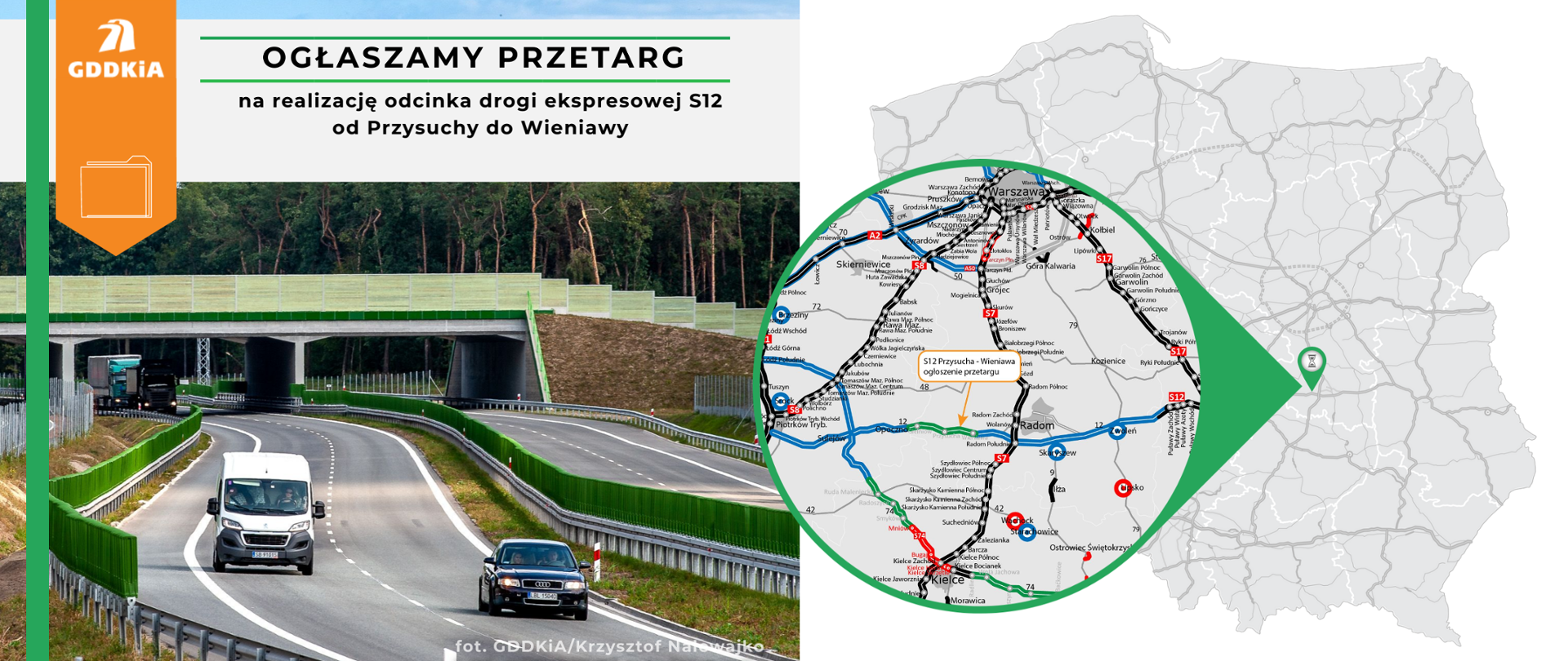 Infografika na ogłoszenie przetargu na S12 Przysucha - Wieniawa