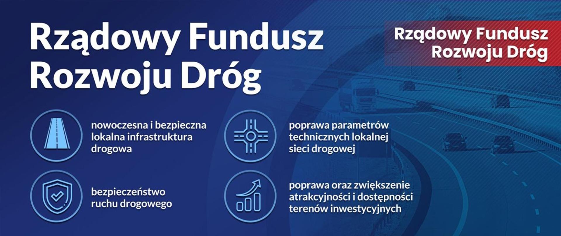 Grafika z napisem: Rządowy Fundusz Rozwoju Dróg.