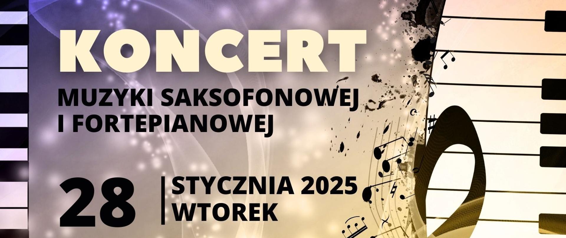 Kolorowa grafika muzyczna z informacją o terminie koncertu