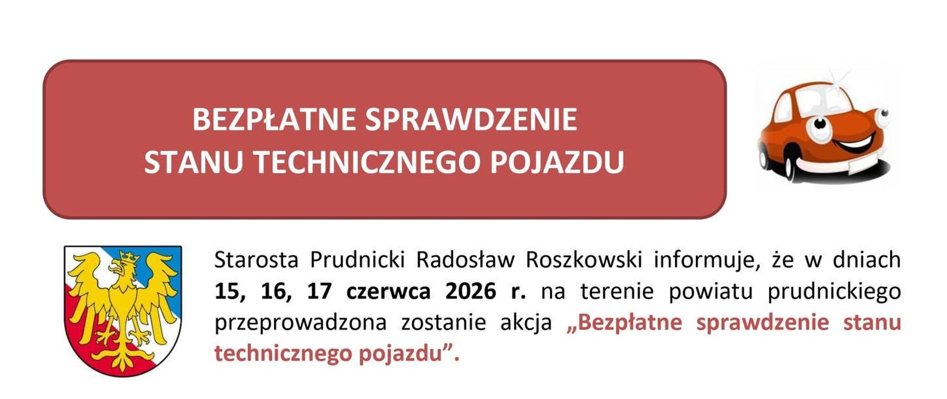 Informacja na temat bezpłatnego sprawdzenia stanu technicznego pojazdu