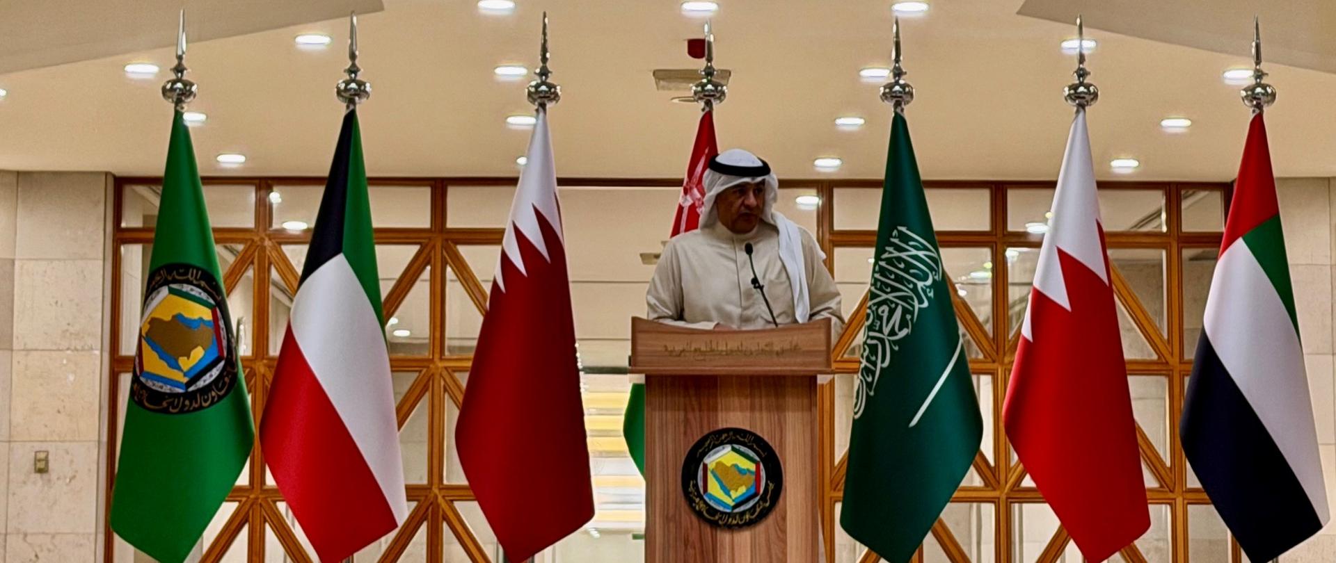 Emergency meeting with the Secretary General of the Gulf Cooperation Council. Speech.