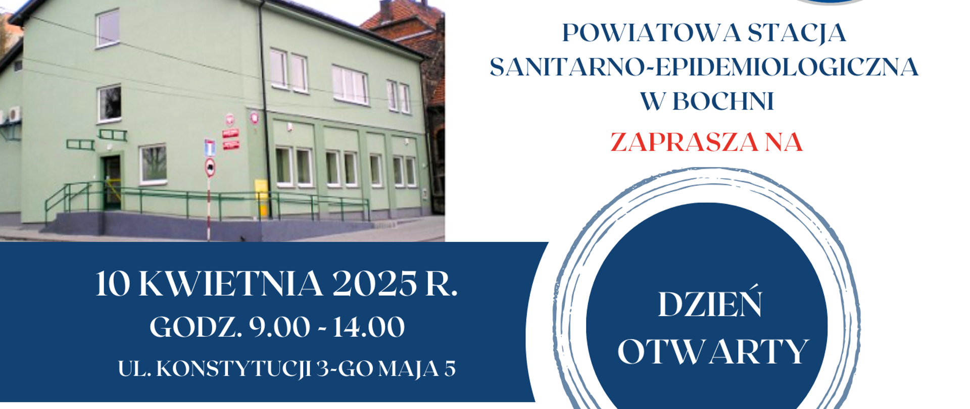 Na zdjęciu znajdują się informacje dotyczące programu Dnia Otwartego PSSE w Bochni