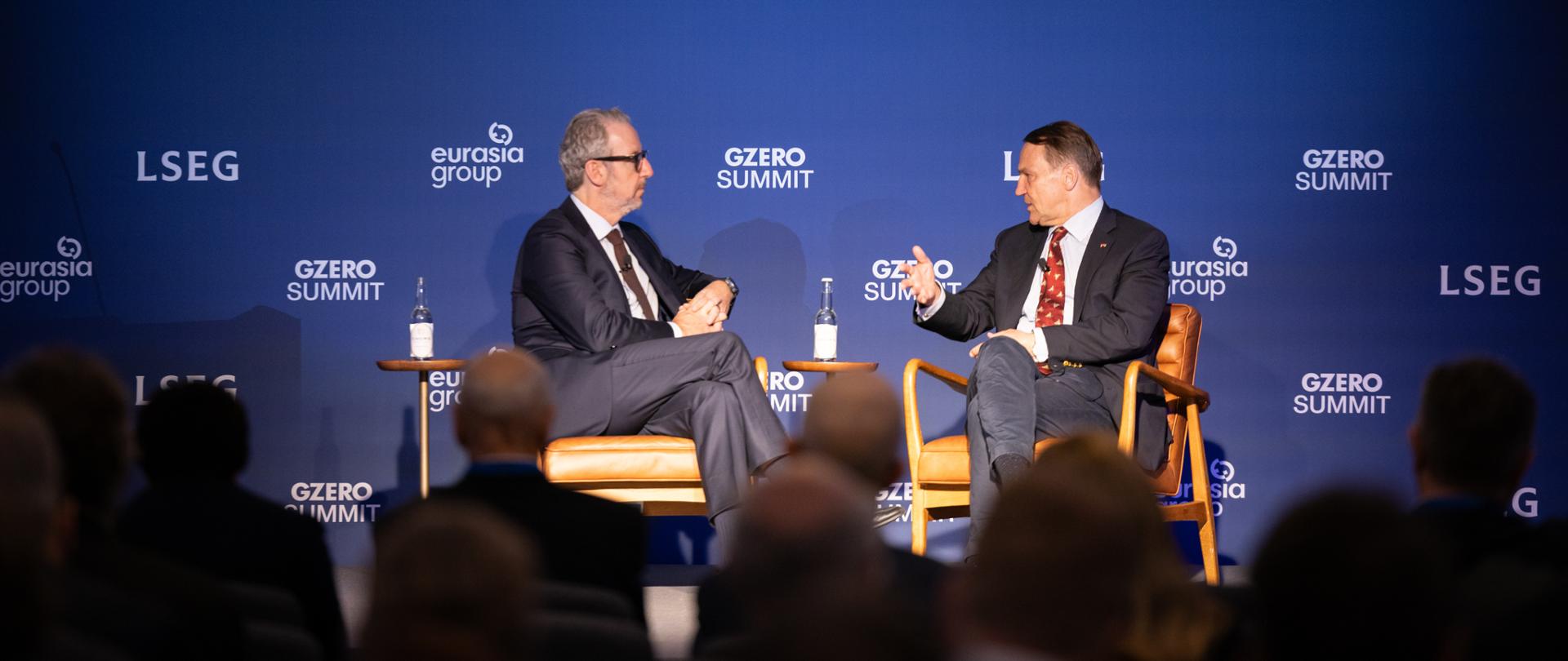Wicepremier, minister spraw zagranicznych Radosław Sikorski na szczycie GZero