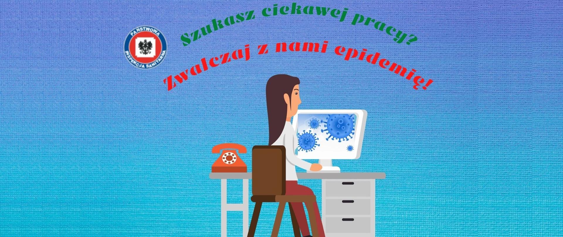 Obrazek pracownika biurowego, nad którym jest napis zachęcający do odbycia stażu w Stacji