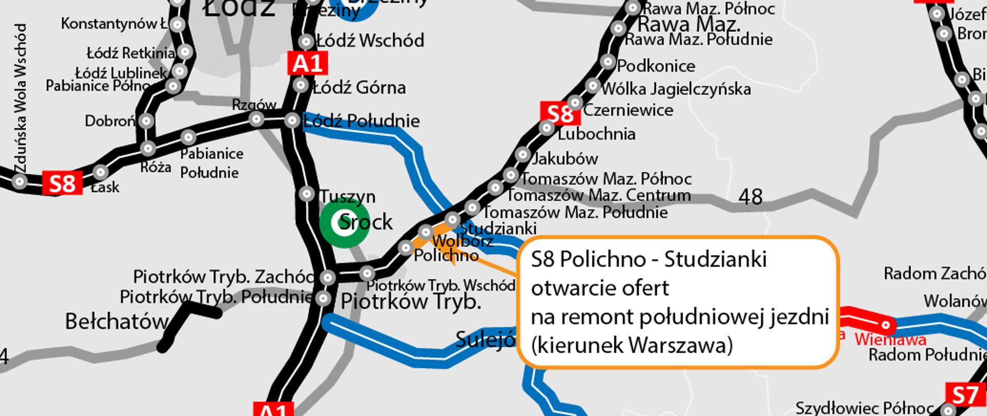 Mapa z zaznaczoną lokalizacją inwestycji