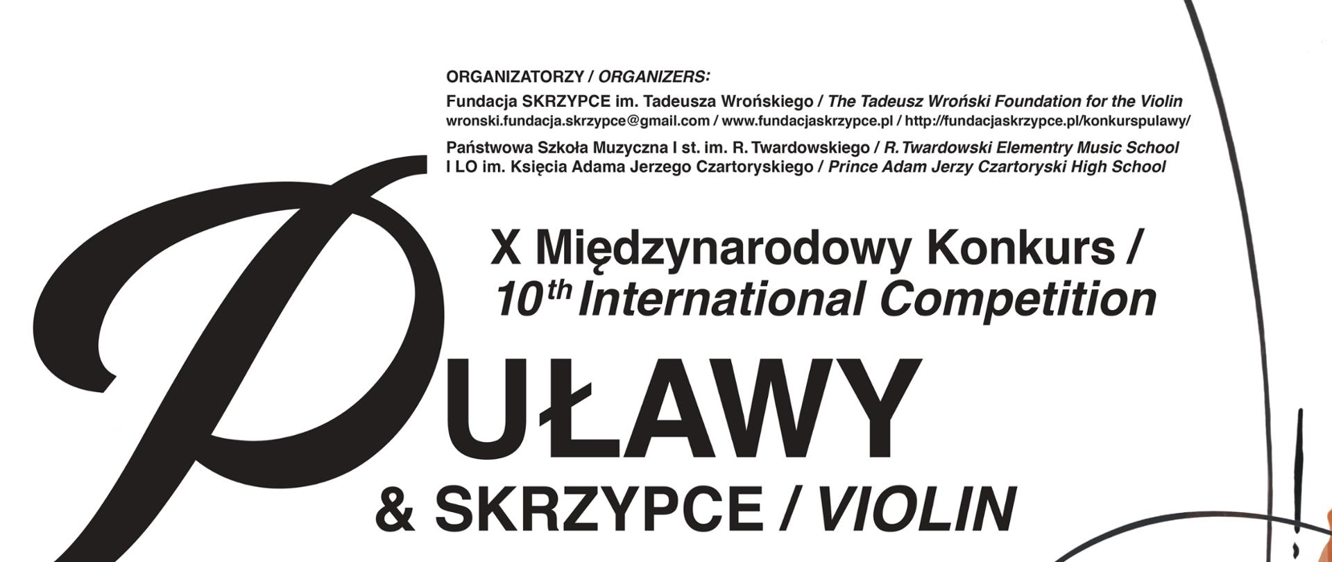 Plakat wydarzenia z grafiką skrzypiec na białym tle