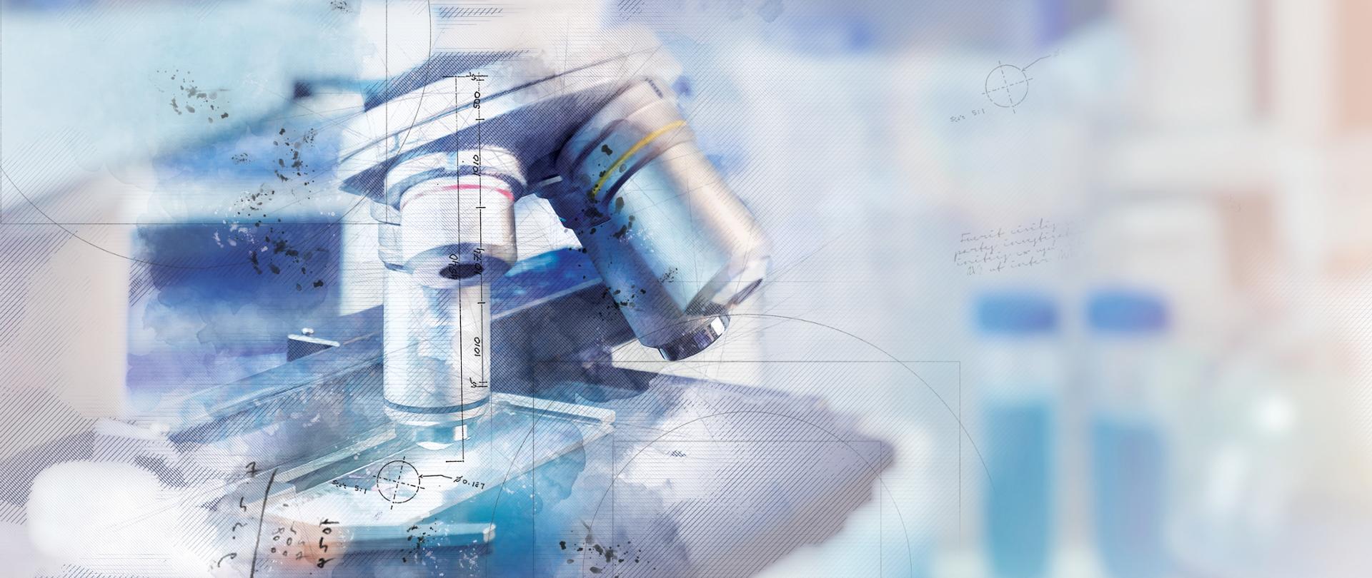 Wykształcenie naukowe z zbliżenie na mikroskop świetlny i laboratorium nieostre. Ten obraz jest stonowany. Płytkie DOF, skoncentruj się na szkiełku.
