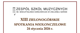 Na białym tle, u góry nazwa konkursu w środku zdjęcie z grafiką wiolonczeli