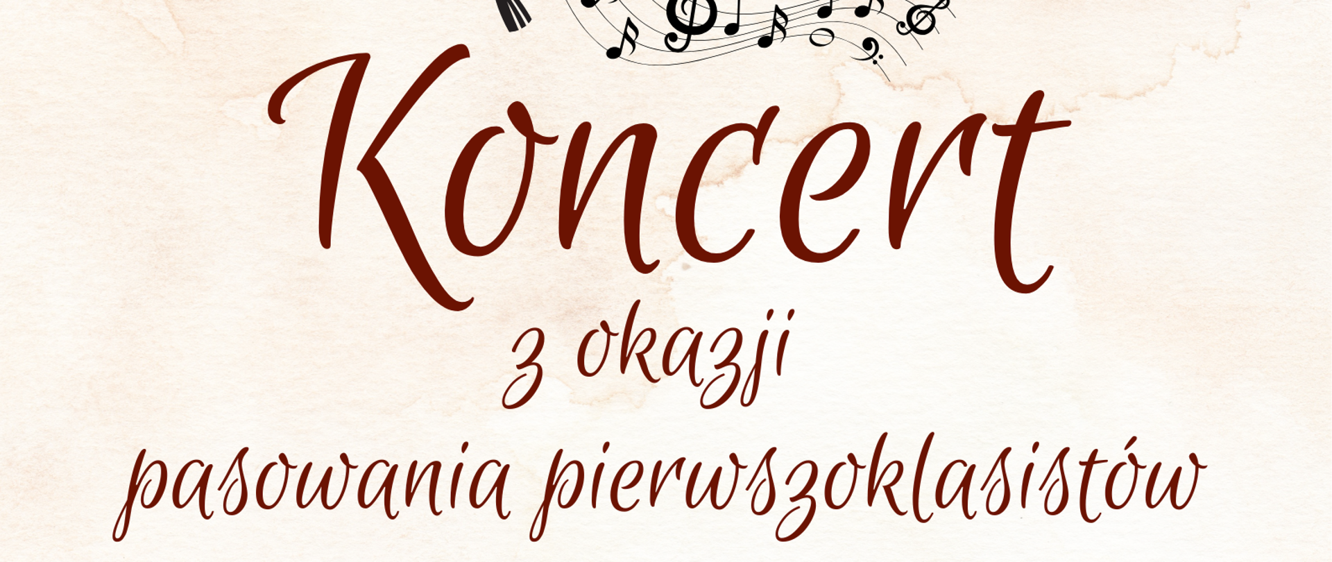 Plakat zaprasza na koncert w dniu 21 października z okazji pasowania pierwszoklasistów. U góry i u dołu plakatu jesienne kolorowe liście na jasnobeżowym tle.