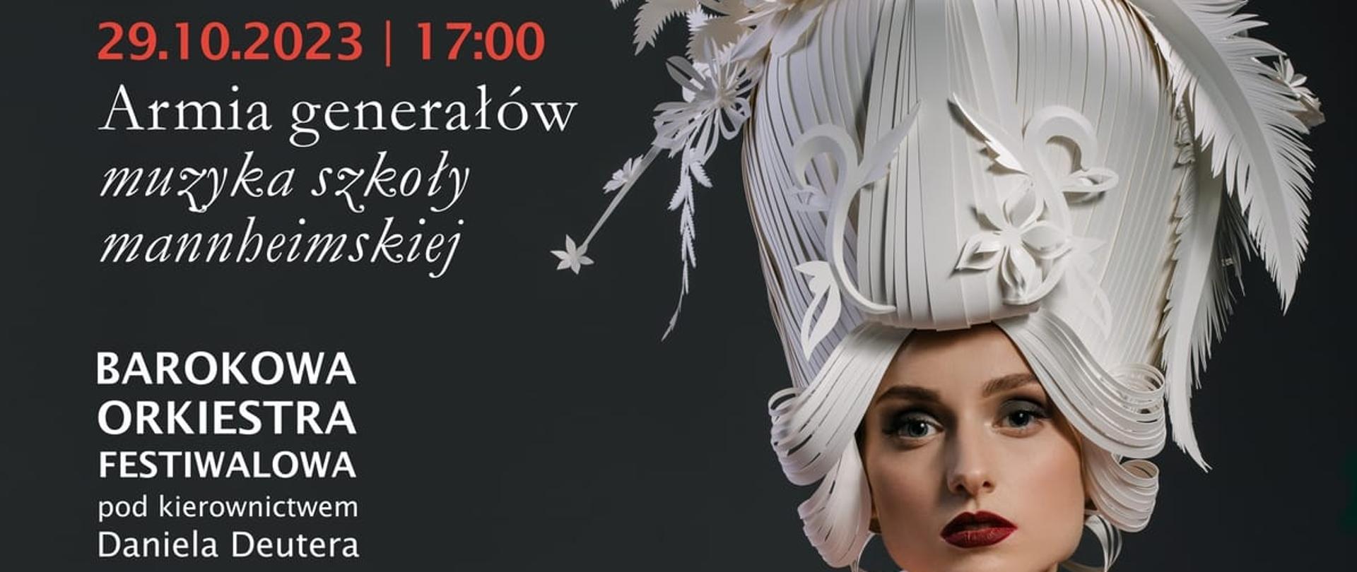 Scena Barokowa 29 X 2023 PLAKAT wizerunek kobiety na zielonym tle