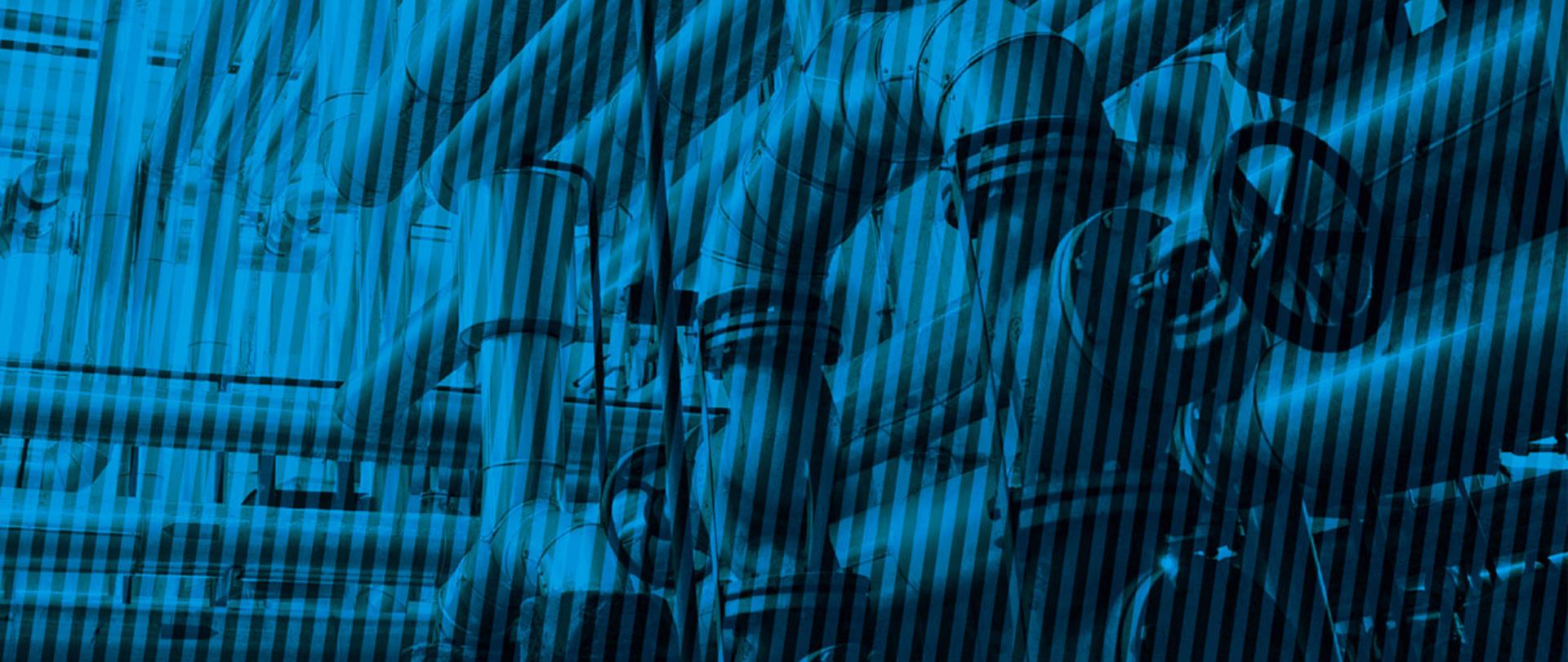 Grafika z rurami i zaworami za warstwą pasów