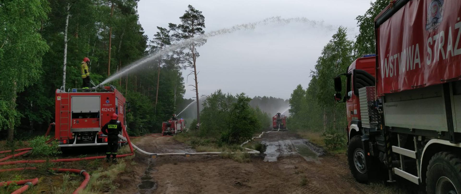 Gaszenie pożaru za pomocą działek wodnych znajdujących się na pojazdach pożarniczych 