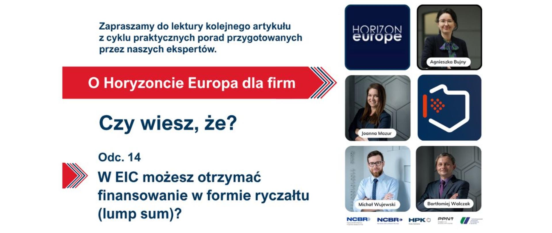 W EIC możesz otrzymać finansowanie w formie ryczałtu (lump sum)