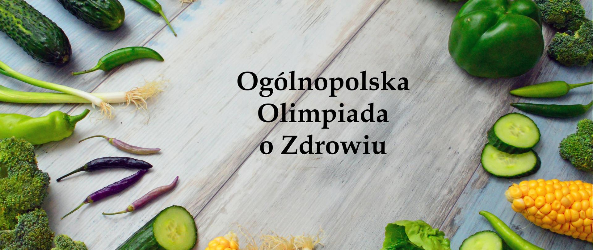 Ogólnopolska Olimpiada o Zdrowiu. Wielokolorowe warzywa ułożone w okrąg. 