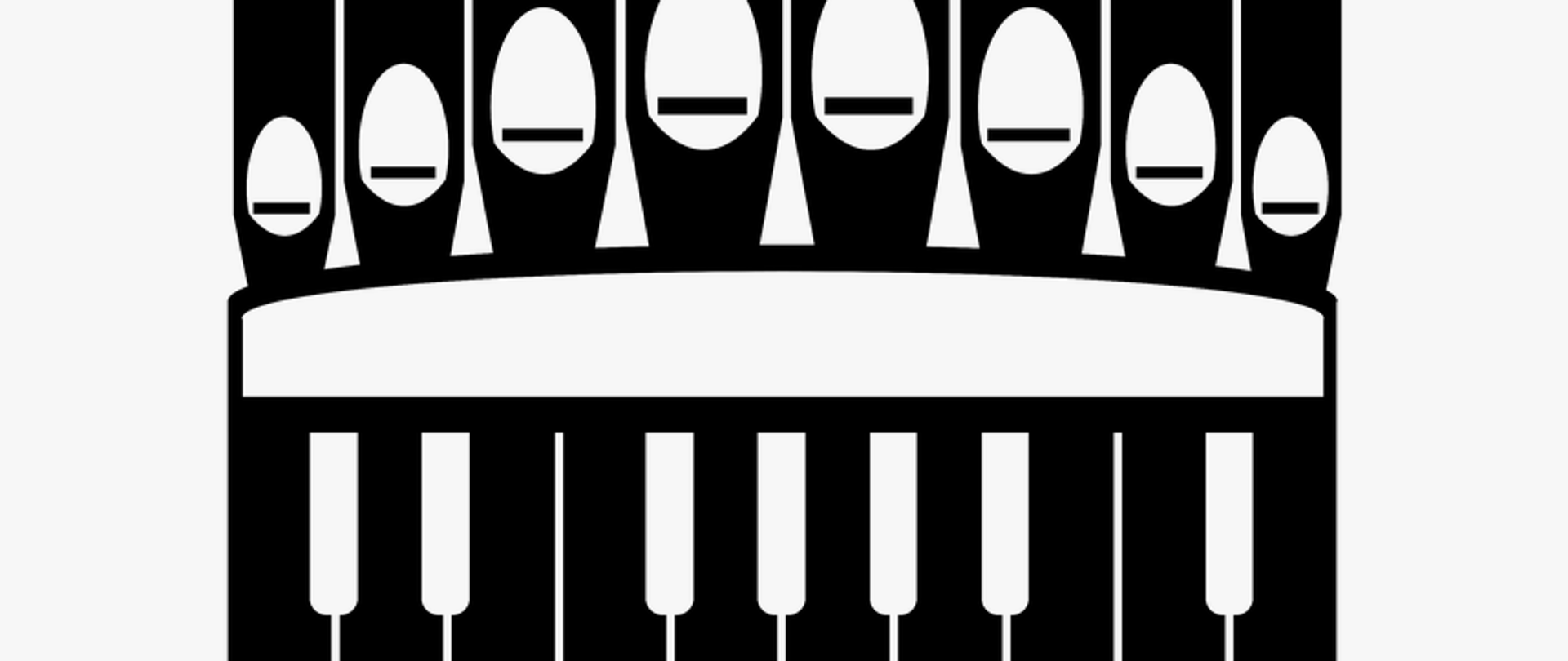 Grafika wektorowa na białym tle, przedstawiająca wizualizację organów piszczałkowych w kolorze czarnym