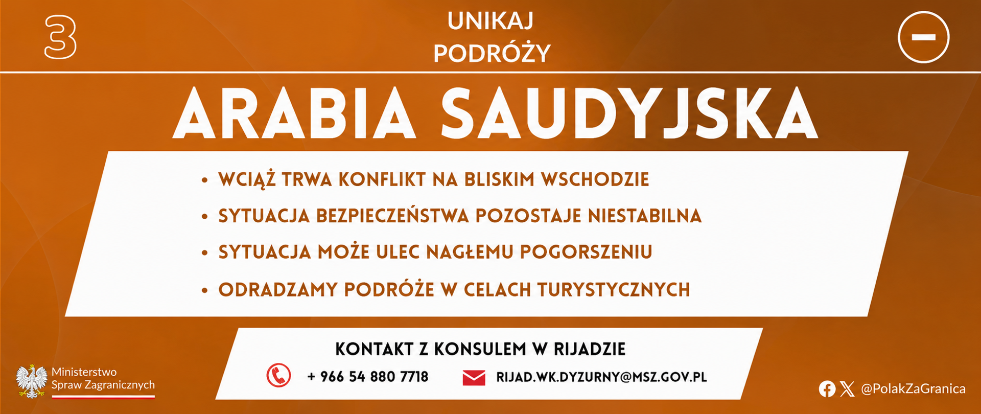 Arabia Saudyjska zmiana poziomu bezpieczeństwa