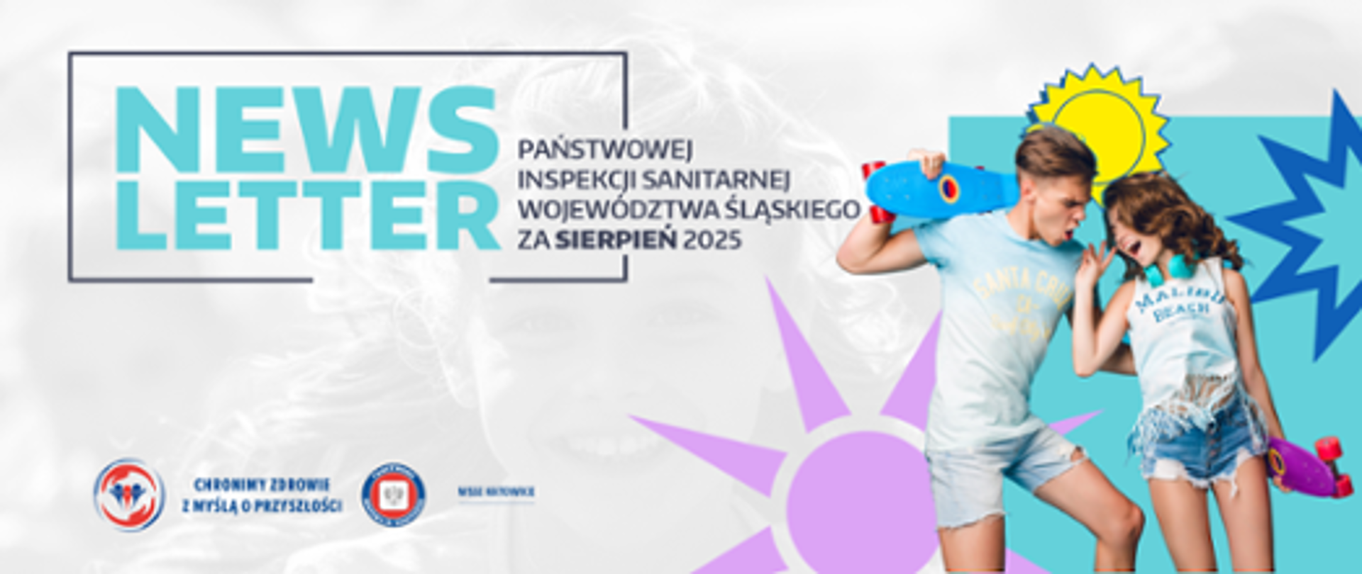 newsletter sierpień 2025, młody chłopak z dziewczyną trzymają w rękach deskorolki