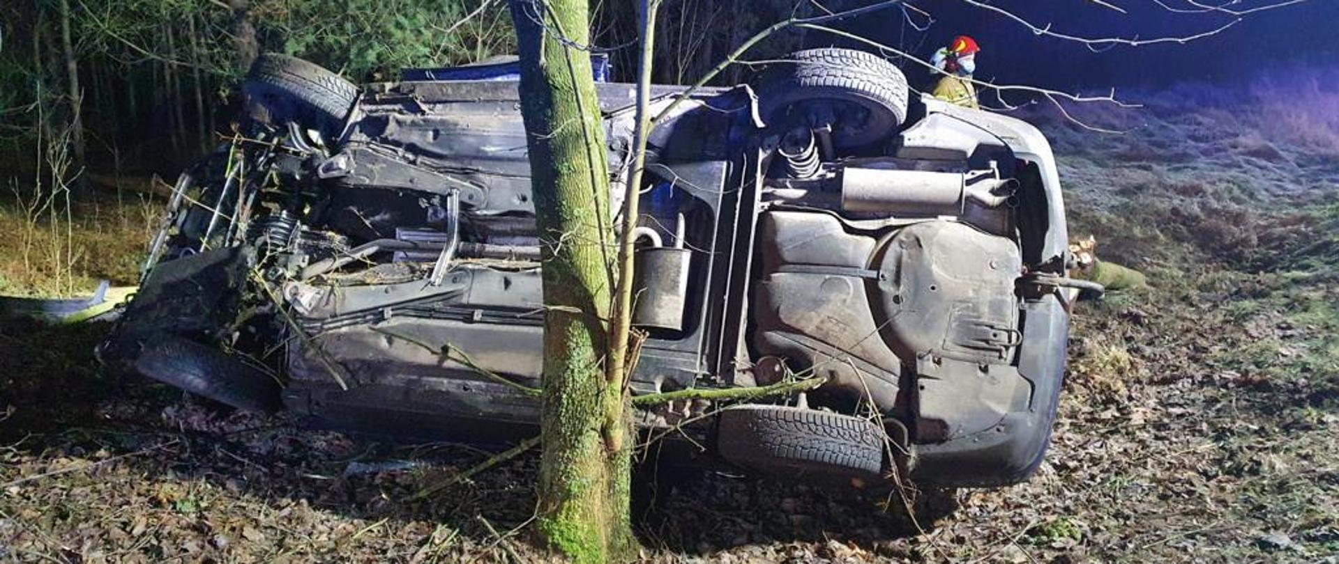 Samochód na drzewie