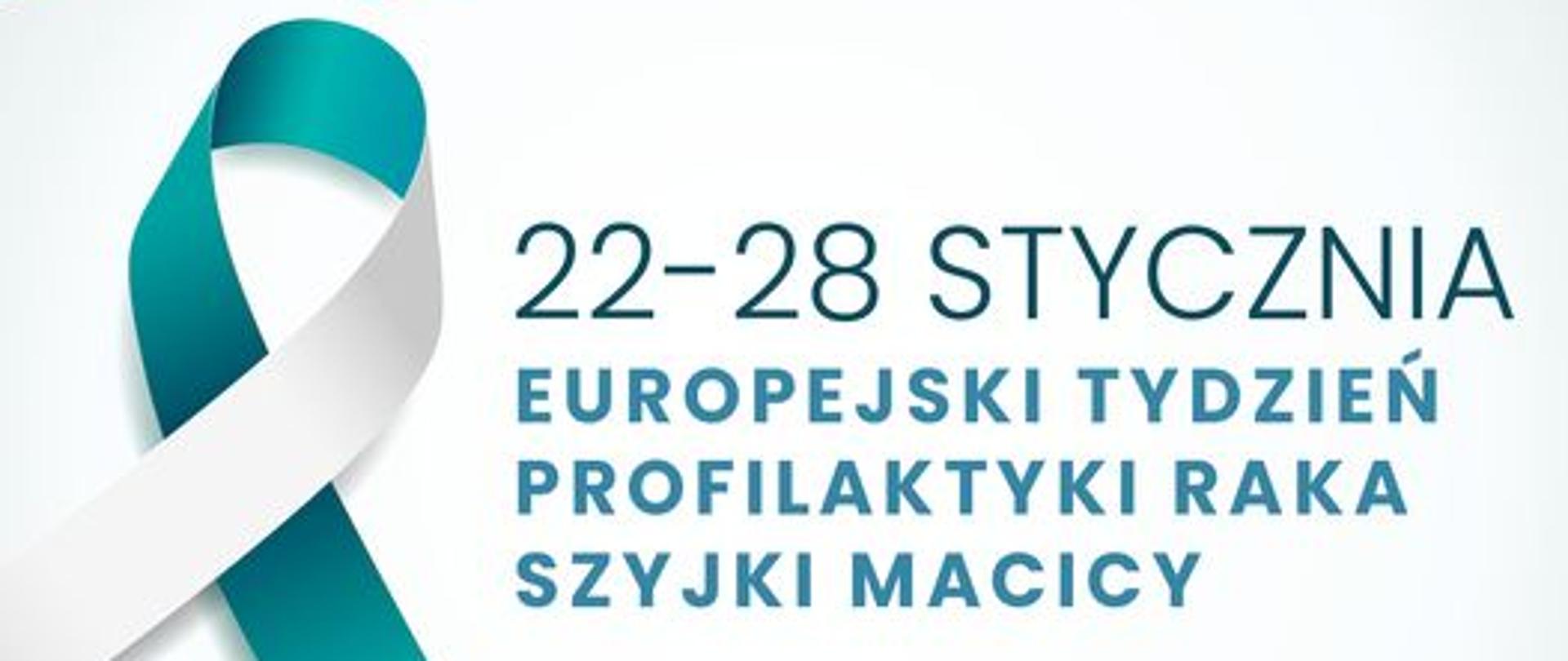 Europejski Tydzień Walki z Rakiem Szyjki Macicy. Zielony tekst na białym tle.