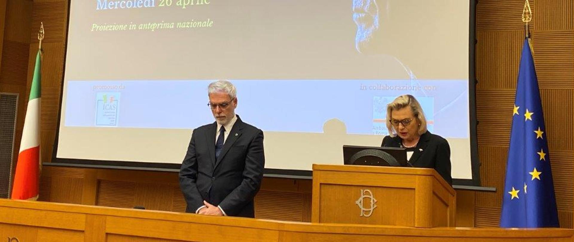 Commemorazione al Parlamento italiano dell'80° anniversario della rivolta del ghetto di Varsavia e della fuga di Witold Pilecki da Auschwitz