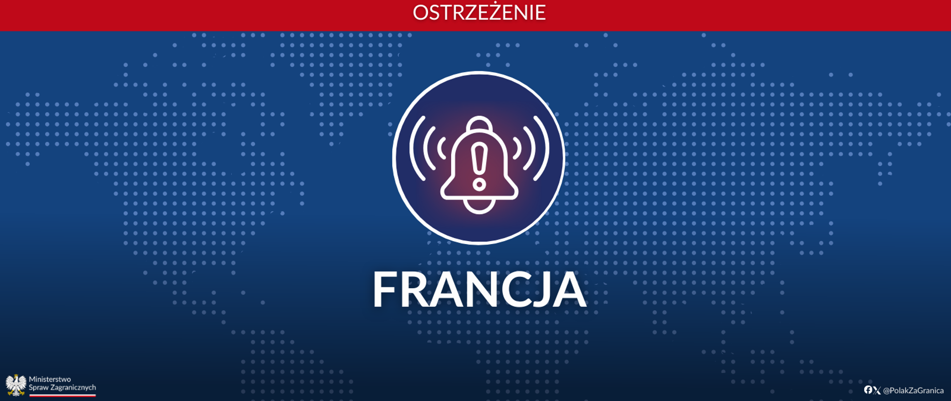 Komunikat ostrzeżenie Francja