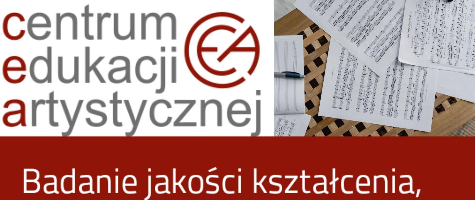 plakat z logo CEA i napisem Badanie jakości kształcenia, test wiedzy i umiejętności muzycznych.