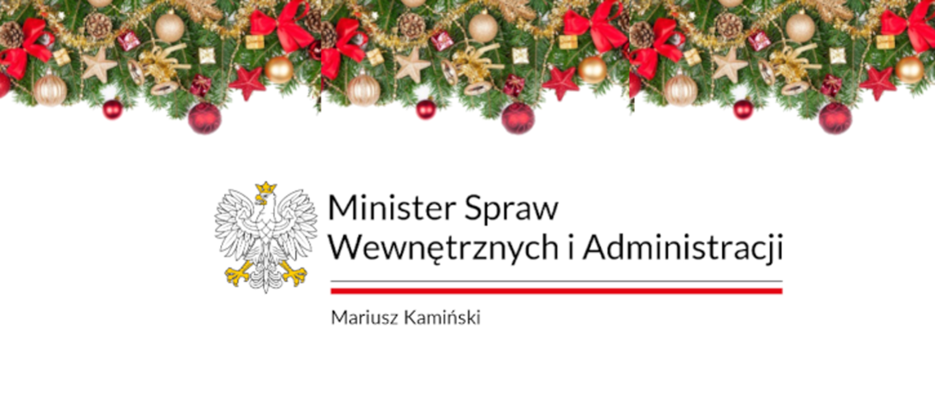 Zdjęcie przedstawia życzenia świąteczne Ministra Spraw Wewnętrznych i Administracji