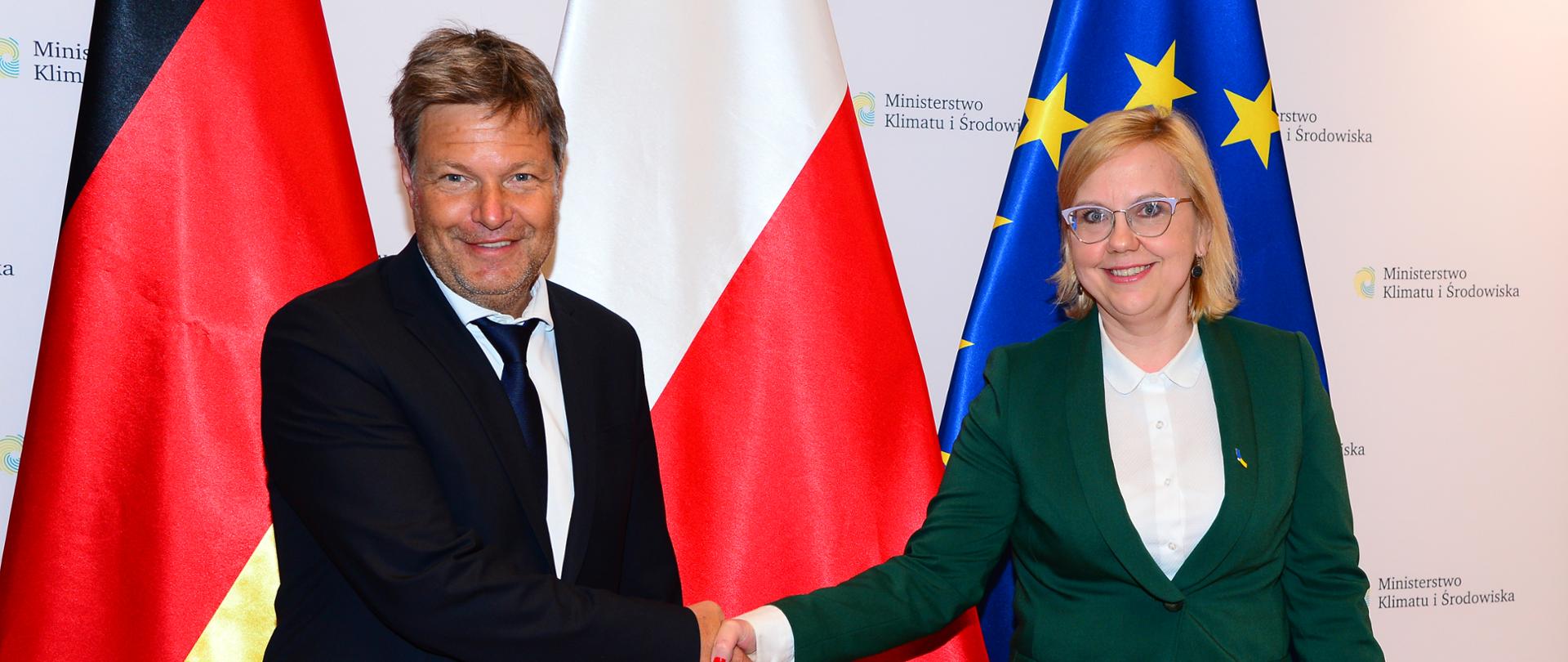 Minister klimatu i środowiska Anna Moskwa oraz wicekanclerz, minister gospodarki i ochrony klimatu Republiki Federalnej Niemiec Robert Habeck