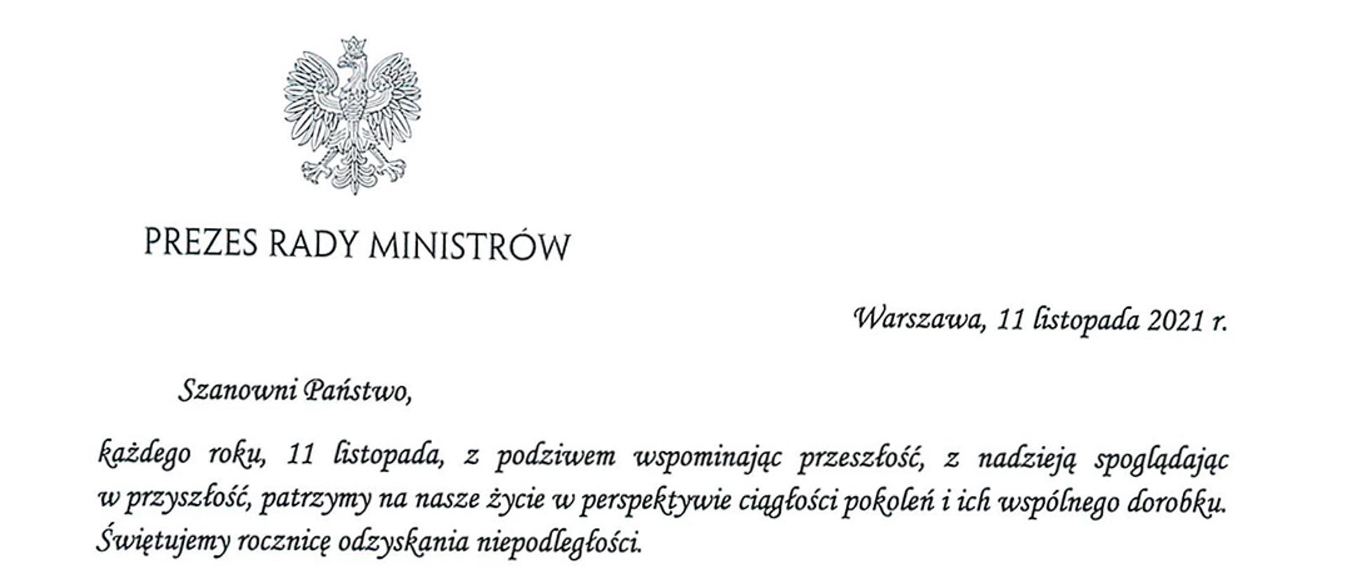List Prezesa Rady Ministrów do członków korpusu służby cywilnej