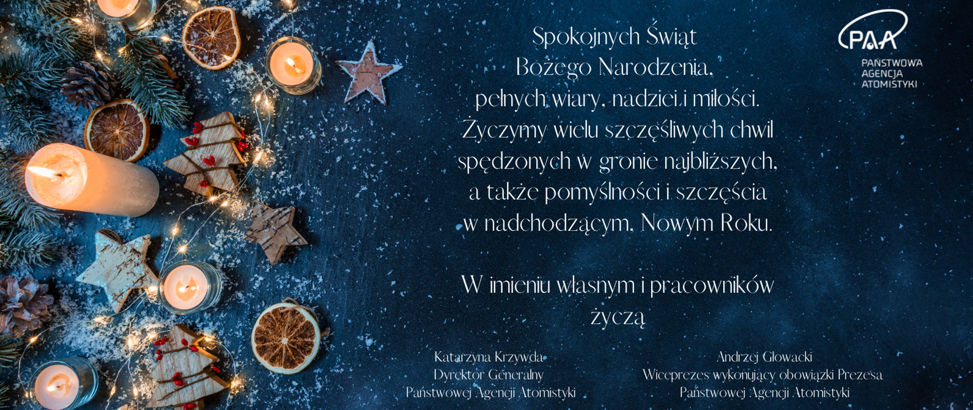 Życzenia z okazji Świąt Bożego Narodzenia od kierownictwa i pracowników PAA
