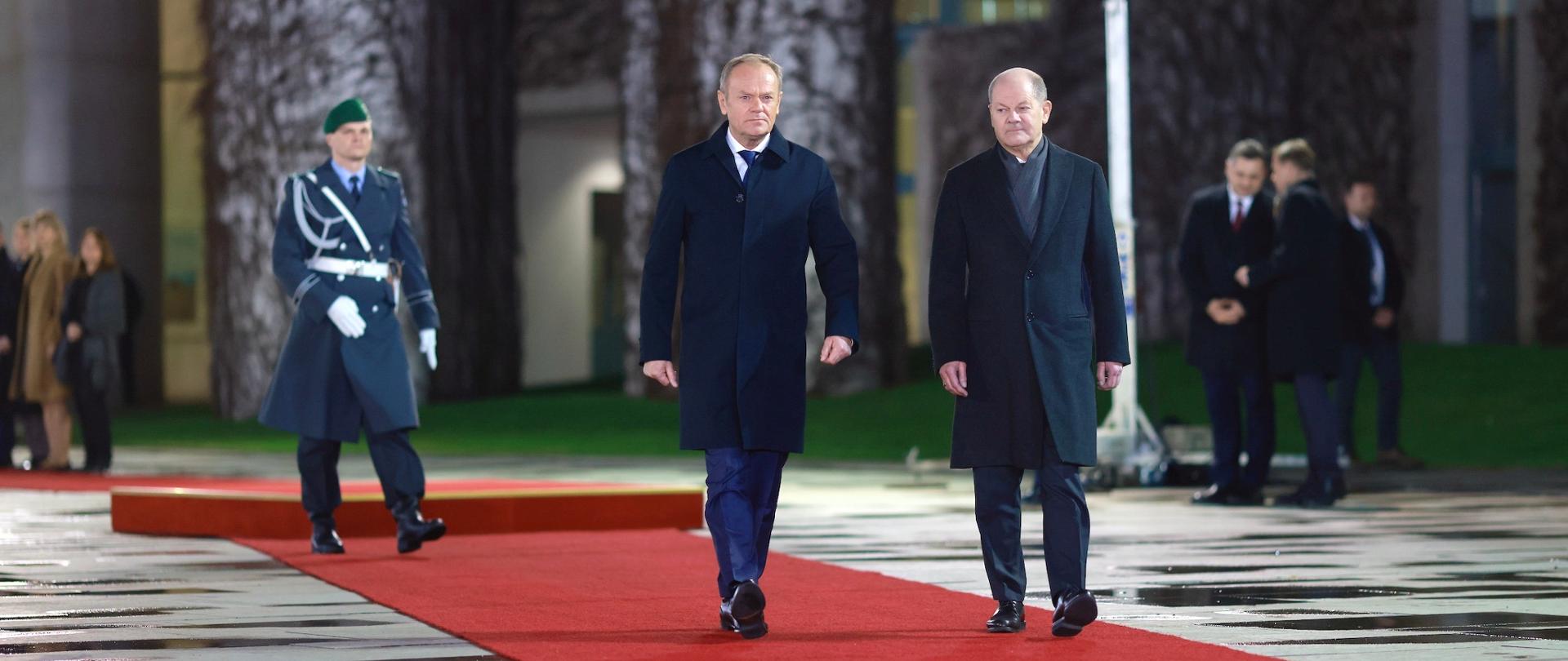 Premier Donald Tusk podczas spotkania z kanclerzem Niemiec Olafem Scholzem w Berlinie.