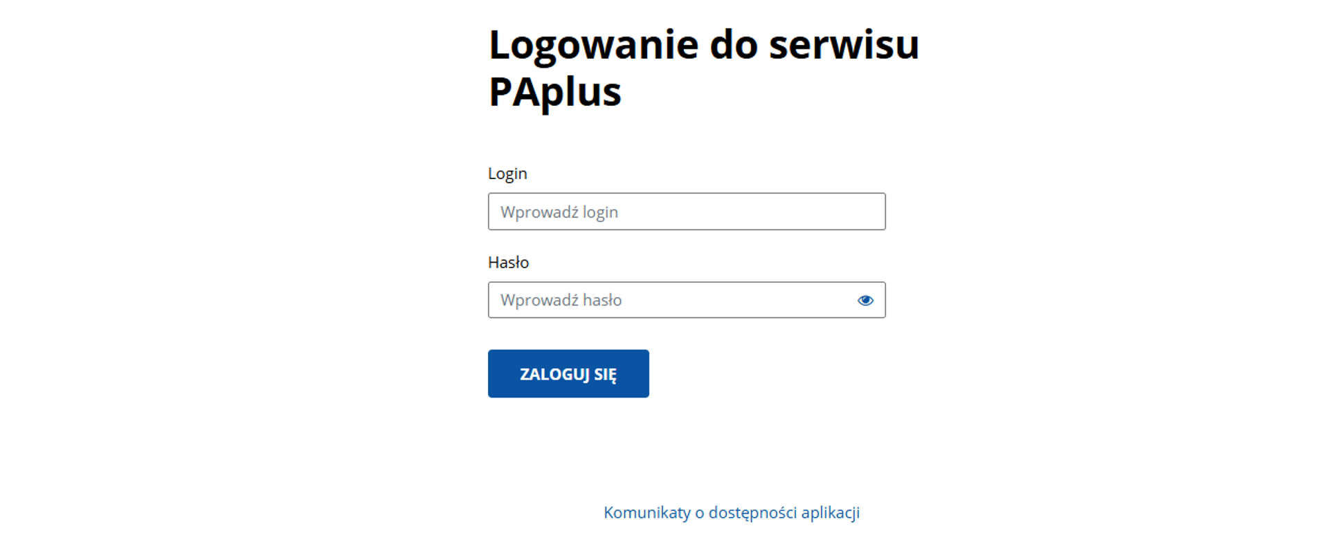 Screen strony tytułowej aplikacji PAplus