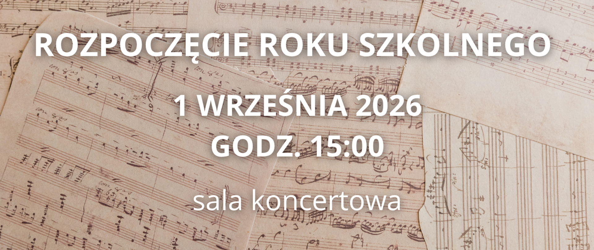 informacja o rozpoczęciu roku na tle nut