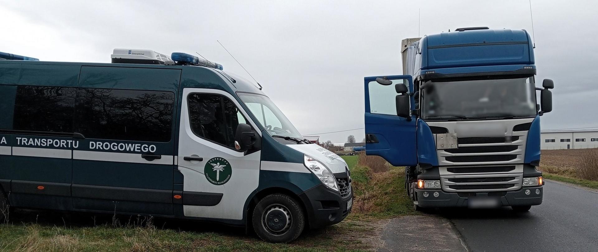 Podczas wykonywania czynności służbowych w miejscu przejazdu ciężarówek inspektorzy nie stwierdzili naruszeń