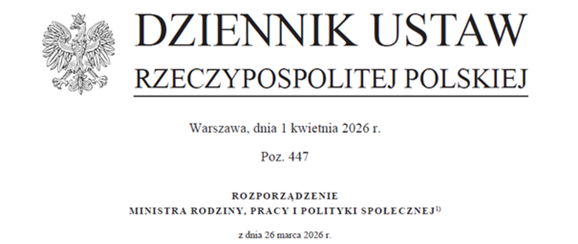 Rozporządzenie Ministra Rodziny, Pracy i Polityki Społecznej
