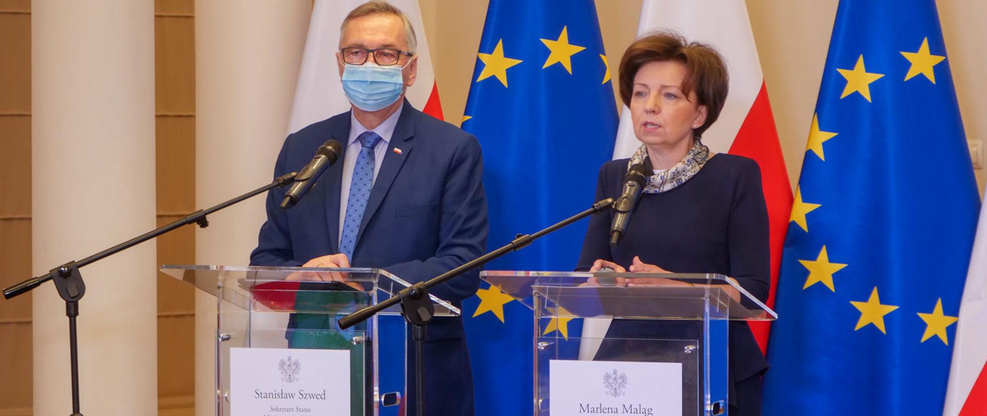 Briefing prasowy minister Marleny Maląg i wiceministra Stanisława Szweda w MRiPS