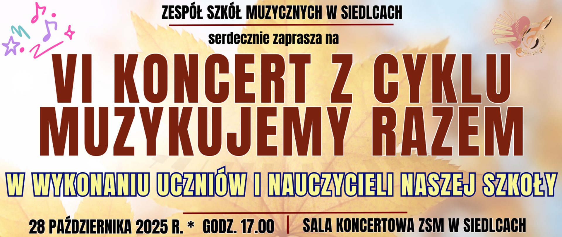 baner z kolorowym tłem z jesiennym liściem oraz informacją o wydarzeniu