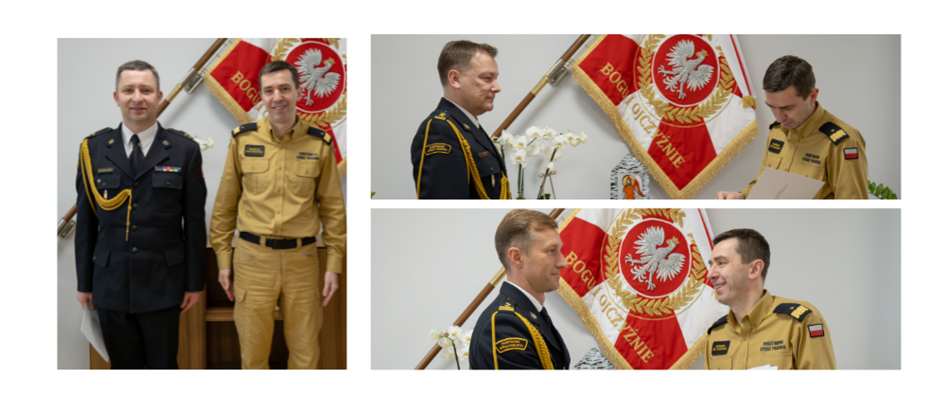 Kolaż 3 zdjęć z wręczenia decyzji personalnych