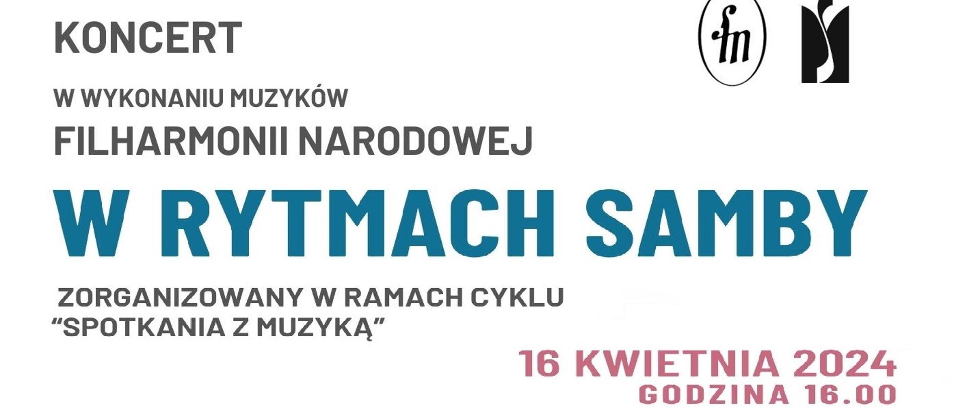 Na białym tle poziomego plakatu umieszczone są w prawym górnym rogu logo szkoły oraz filharmonii narodowej. Od góry umieszczone są informacje o koncercie_ pełna nazwa oraz nazwa cyklu oraz dokłada data koncertu