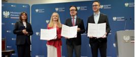 Zdjęcie z konferencji prasowej nt. podpisania porozumienia w sprawie współpracy na rzecz promocji profilaktyki, edukacji zdrowotnej i upowszechniania dobrych praktyk w tym zakresie.